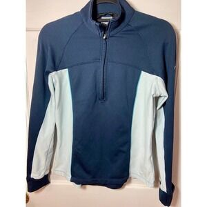 Nike Sphere Dry Quarter Zip‎ Pullover Navy Blue Light Blue Women Small S 4-6
